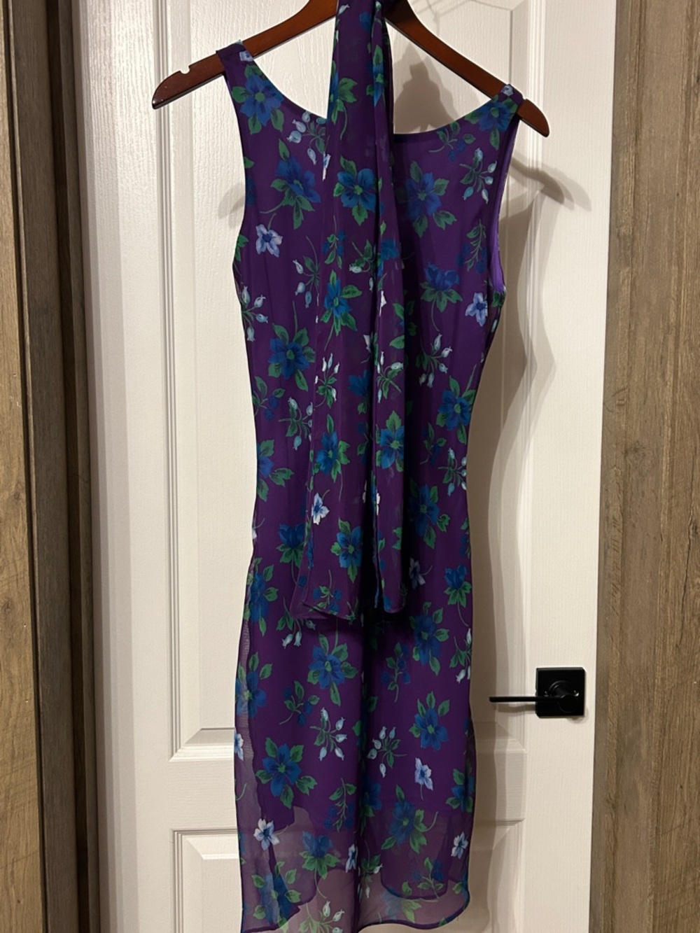 Purple Floral Sheath Dress with matching Scarf